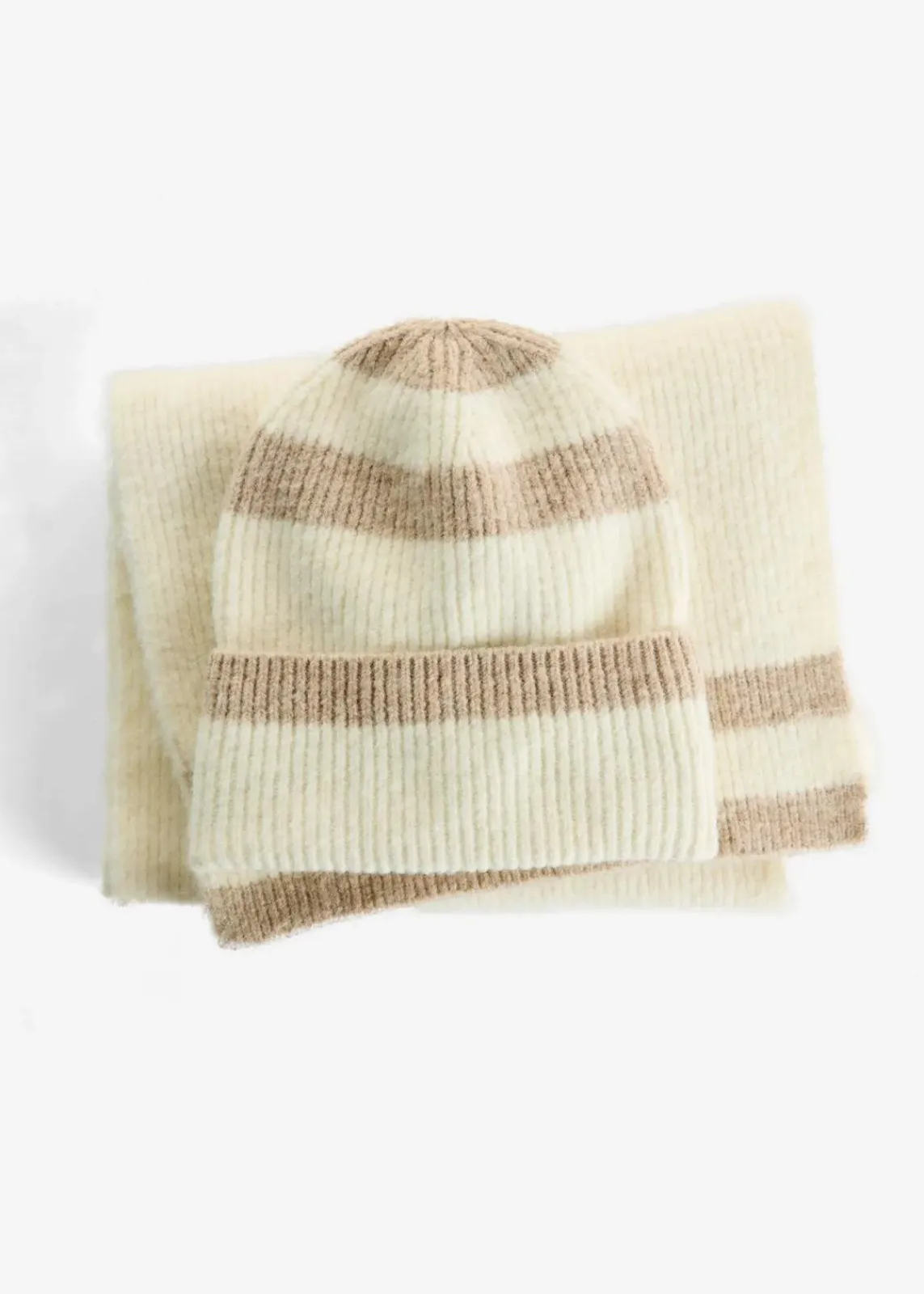 bonprix Mützen, Caps & Hüte|Schals & Tücher^Schal und Mütze (2-tlg.Set) wollweiß/sandbeige