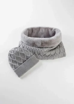 bonprix Schuhe & Accessoires In Spezialgrößen·Tücher & Ponchos|Schals & Tücher^Schal und Mütze (2-tlg.Set) stahlgrau