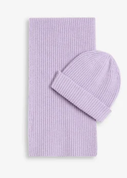 bonprix Schuhe & Accessoires In Spezialgrößen·Tücher & Ponchos|Schals & Tücher^Schal und Mütze (2-tlg.Set) zartflieder