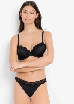 bonprix Große Cups D-H|Nachhaltigere Materialien^Schalen BH (3er Pack) schwarz + weiß + mattbeige