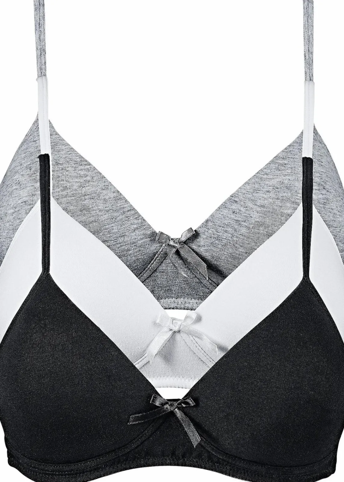 bonprix Nachhaltigere Materialien|Bhs^Schalen BH ohne Bügel mit Bio-Baumwolle (3er Pack) schwarz + weiss + graumelange