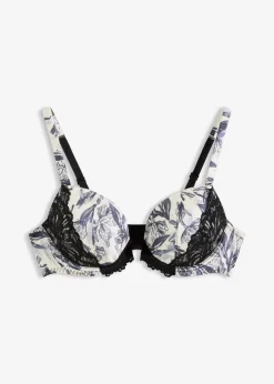 bonprix Große Cups D-H|Bhs^Schalen-BH aus bedrucktem Satin stahlgrau bedruckt