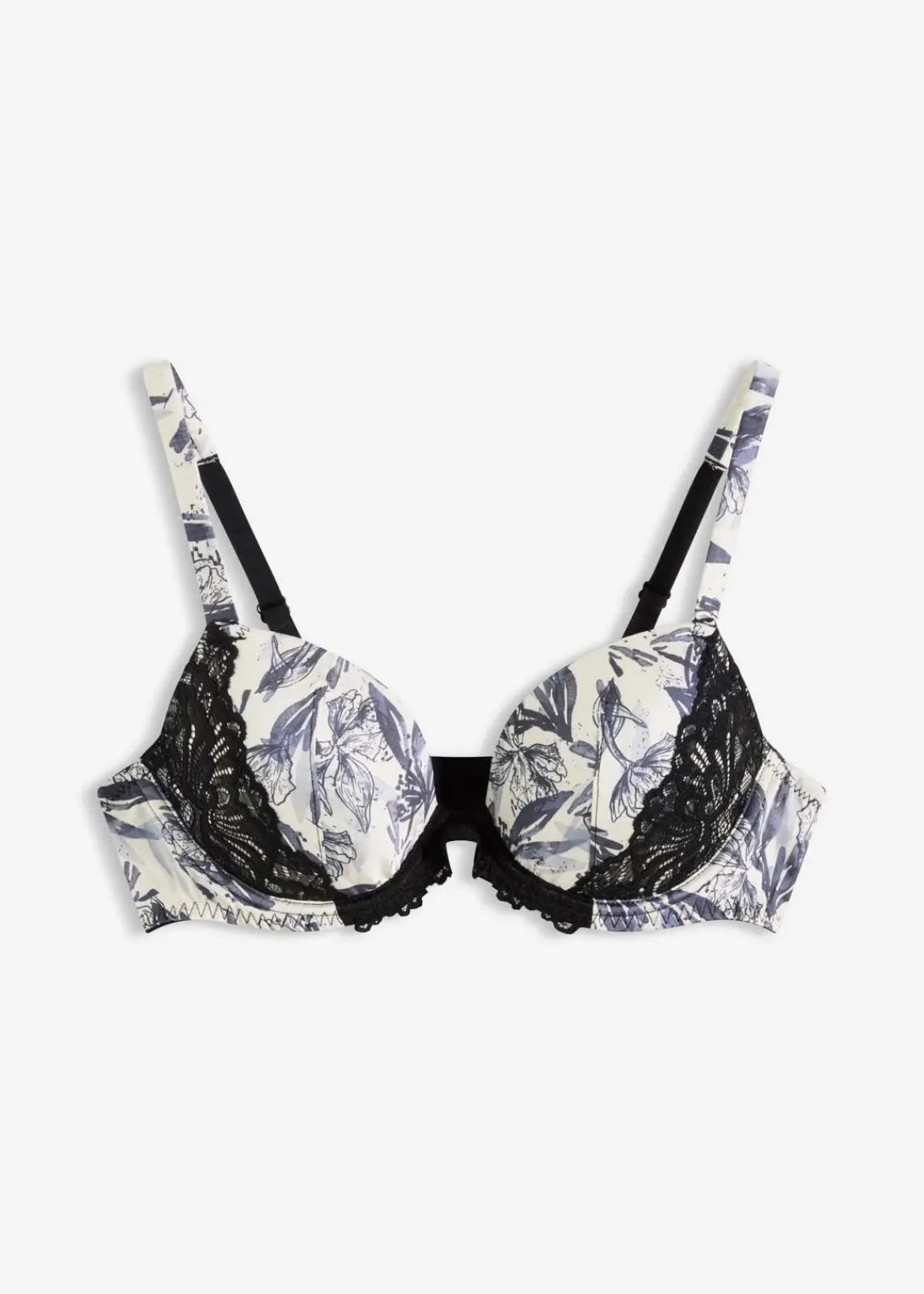 bonprix Große Cups D-H|Bhs^Schalen-BH aus bedrucktem Satin stahlgrau bedruckt