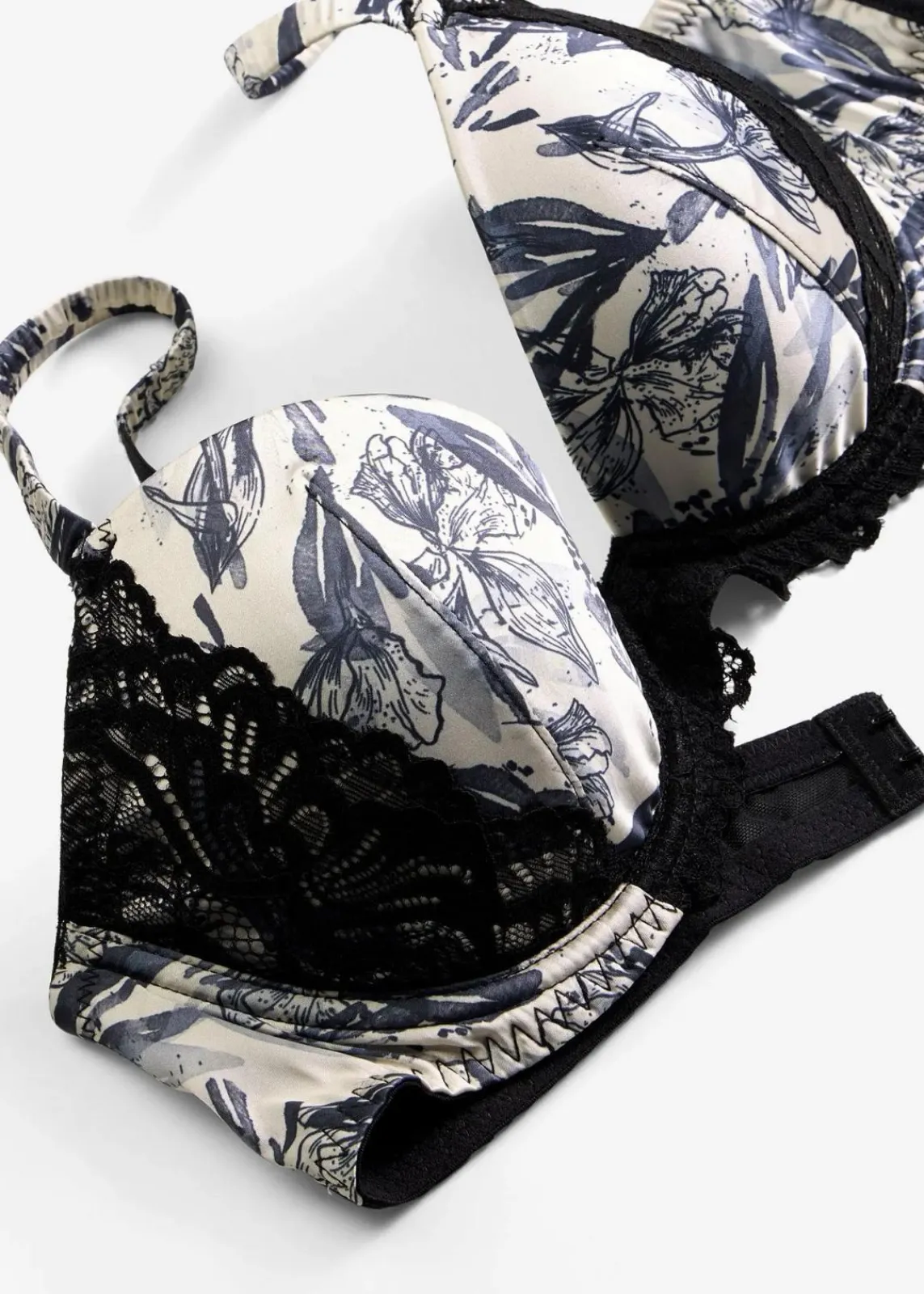 bonprix Große Cups D-H|Bhs^Schalen-BH aus bedrucktem Satin stahlgrau bedruckt
