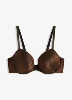 bonprix Große Cups D-H|Bhs^Schalen-BH aus glitzerndem Material schwarz/kupfer