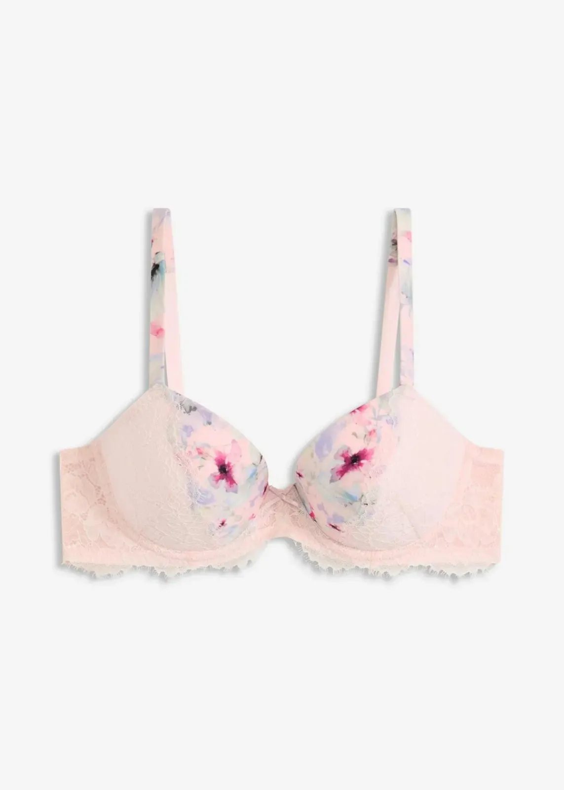 bonprix Wäsche·Dessous|Wäsche·Große Cups D-H^Schalen-BH aus glänzendem Material hellrosa geblümt