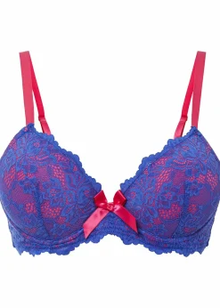 bonprix Wäsche·Dessous|Wäsche·Große Cups D-H^Schalen-BH aus recycelter Spitze edelsteinblau/pinklady