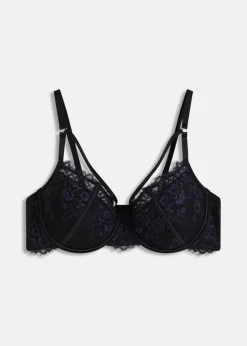bonprix Große Cups D-H|Nachhaltigere Materialien^Schalen-BH aus zarter Eyelash Spitze schwarz/dunkelblau