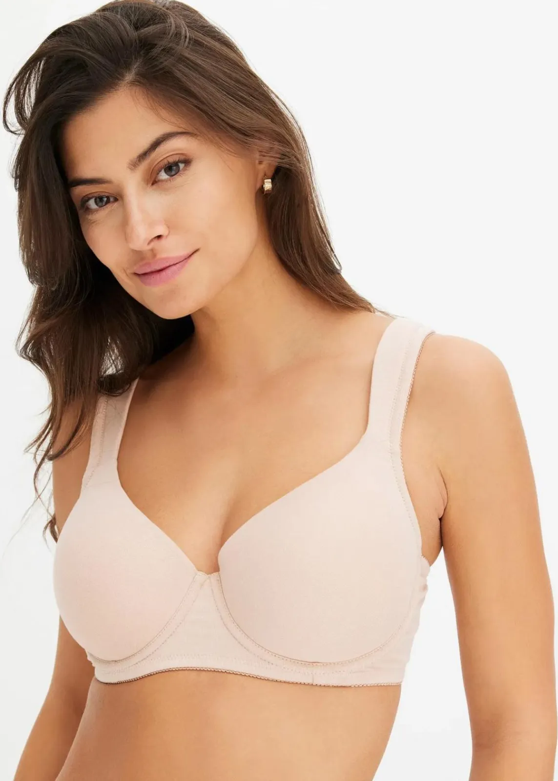 bonprix Große Cups D-H|Nachhaltigere Materialien^Schalen-BH mit Bügel mit Bio-Baumwolle (2er Pack) schwarz + mattbeige
