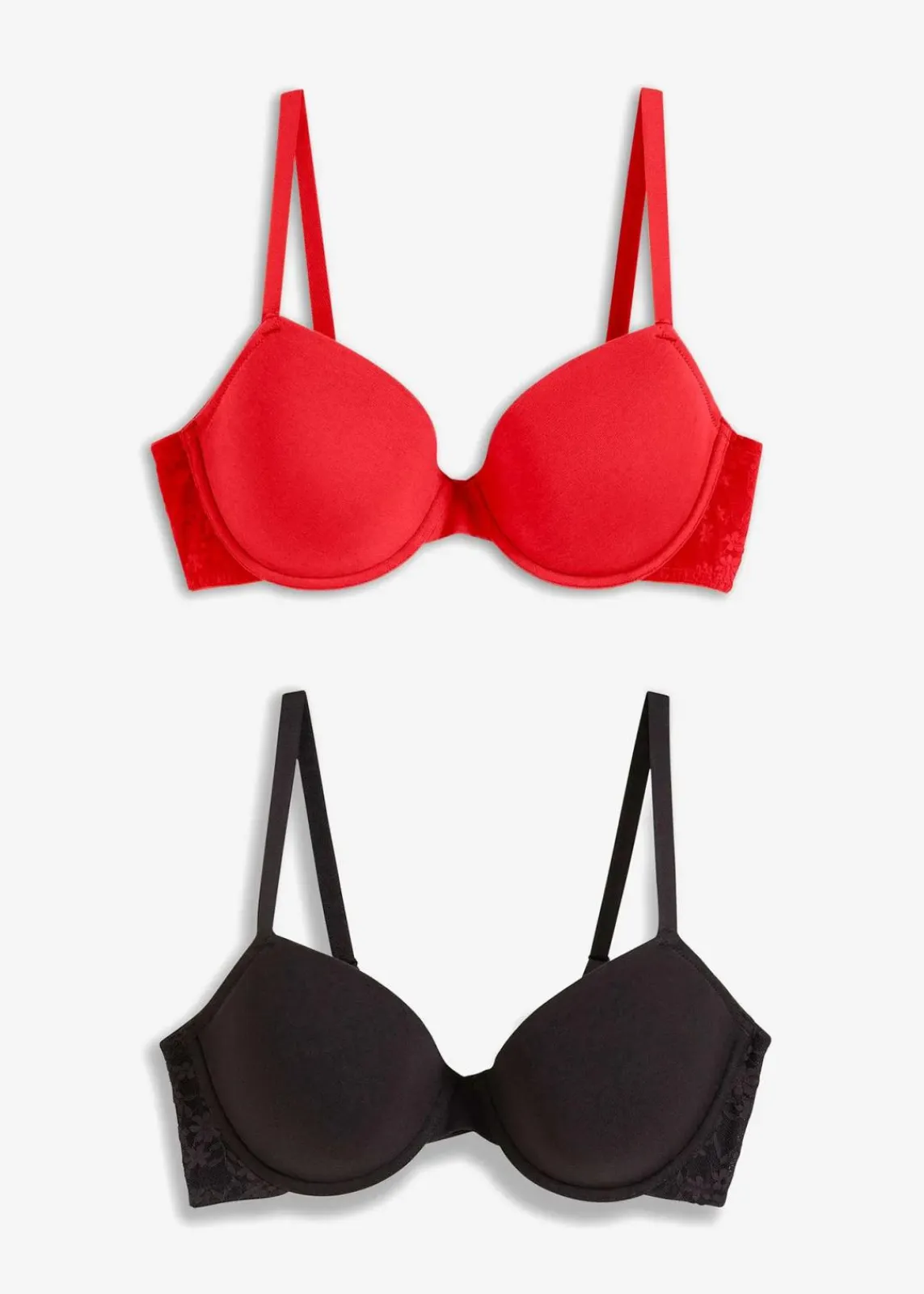 bonprix Große Cups D-H|Bhs^Schalen-BH mit Bügel mit Bio-Baumwolle (2er Pack) erdbeere + schwarz