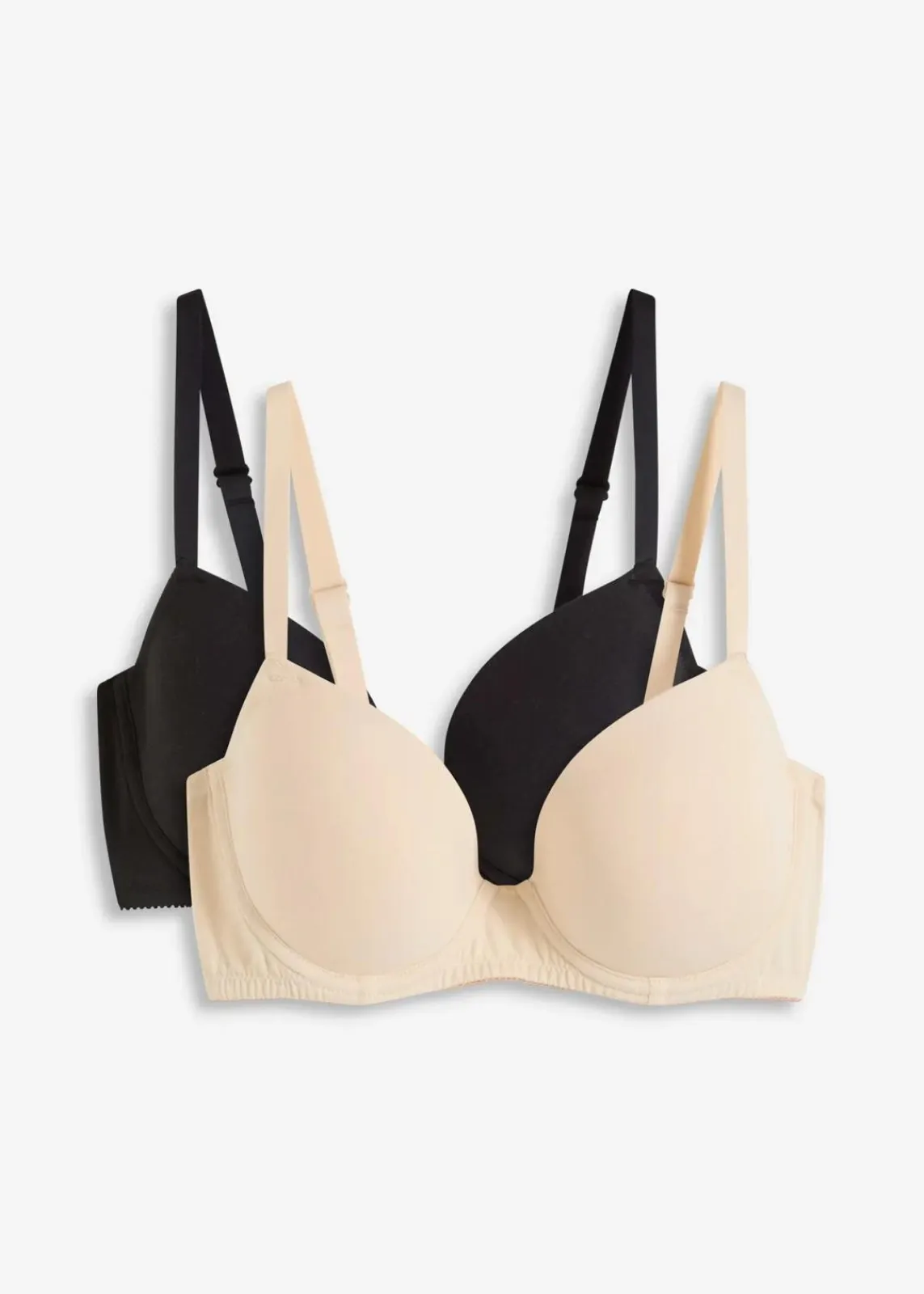 bonprix Wäsche·Baumwollunterwäsche|Nachhaltigere Materialien^Schalen-BH mit Bügel mit Bio-Baumwolle (2er Pack) schwarz + sandbeige