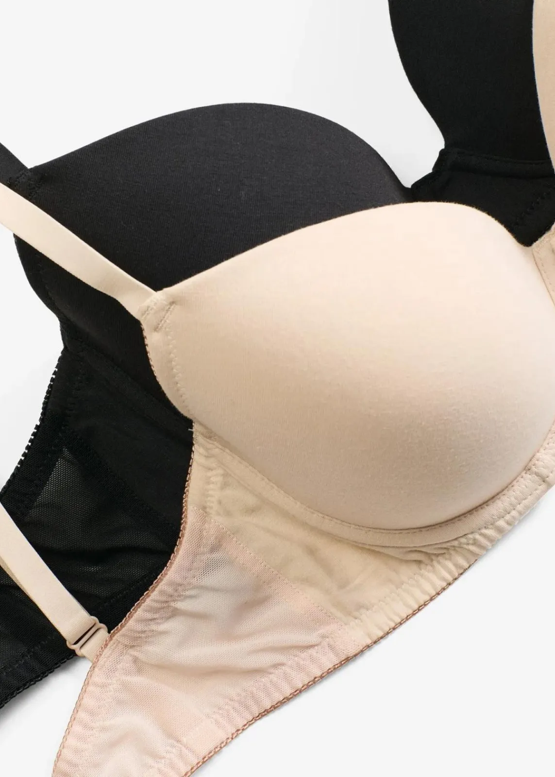 bonprix Wäsche·Baumwollunterwäsche|Nachhaltigere Materialien^Schalen-BH mit Bügel mit Bio-Baumwolle (2er Pack) schwarz + sandbeige