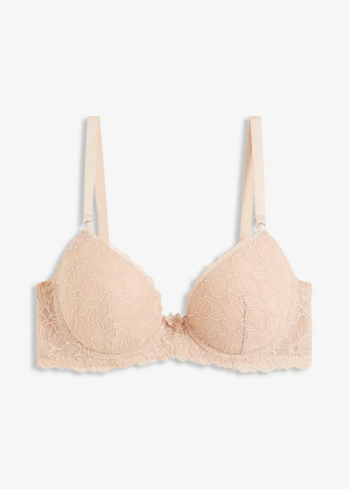 bonprix Große Cups D-H|Bhs^Schalen-BH mit blumiger Stickerei kreidebeige