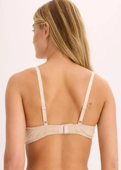 bonprix Große Cups D-H|Bhs^Schalen-BH mit blumiger Stickerei kreidebeige