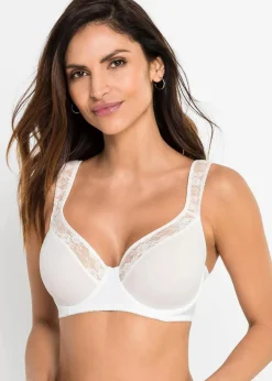 bonprix Große Cups D-H|Bhs^Schalen-BH mit gepolsterten Trägern wollweiß/cappuccino