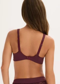 bonprix Wäsche·Dessous|Wäsche·Große Cups D-H^Schalen-BH mit gepolsterten Trägen und zarter Spitze weinrot