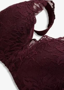 bonprix Wäsche·Dessous|Wäsche·Große Cups D-H^Schalen-BH mit gepolsterten Trägen und zarter Spitze weinrot