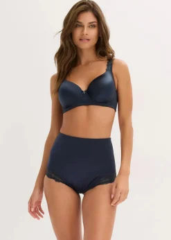 bonprix Wäsche·Dessous|Wäsche·Große Cups D-H^Schalen-BH mit gepolsterten Trägern und glänzendem Material intensivblau