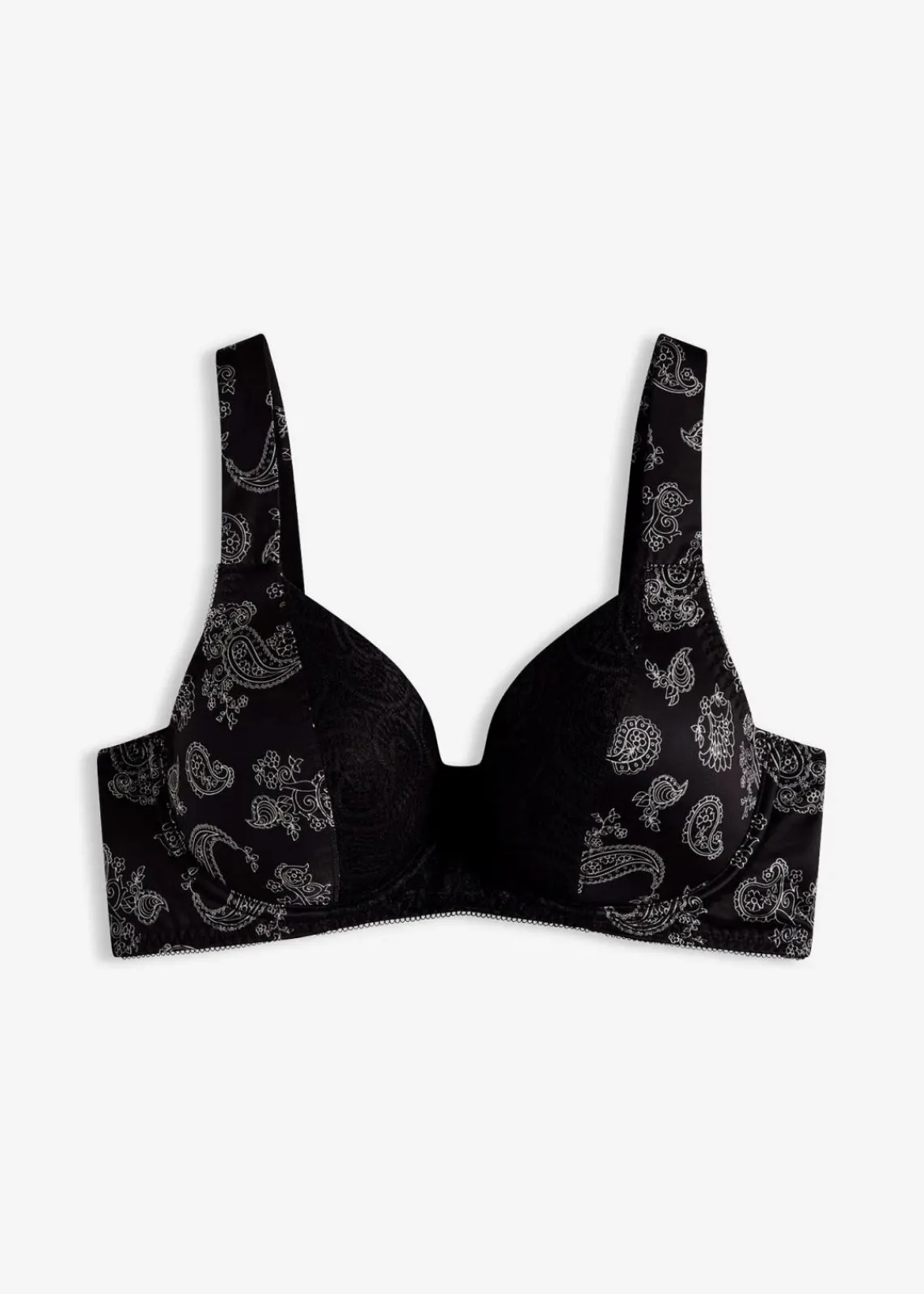 bonprix Wäsche·Dessous|Wäsche·Große Cups D-H^Schalen-BH mit gepolsterten Trägern schwarz paisley