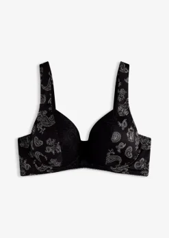 bonprix Wäsche·Dessous|Wäsche·Große Cups D-H^Schalen-BH mit gepolsterten Trägern schwarz paisley