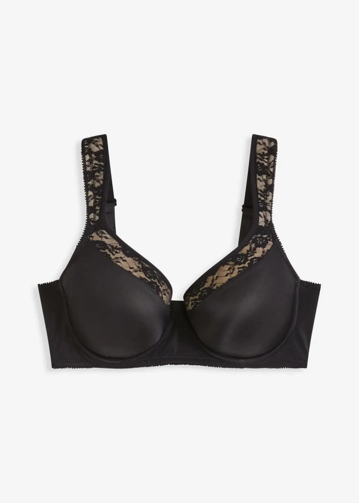 bonprix Wäsche·Große Cups D-H|Wäsche·Bhs^Schalen-BH mit gepolsterten Trägern schwarz/puder