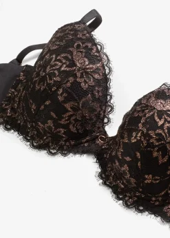 bonprix Große Cups D-H|Nachhaltigere Materialien^Schalen-BH mit Glitzergarn schwarz/kupfer