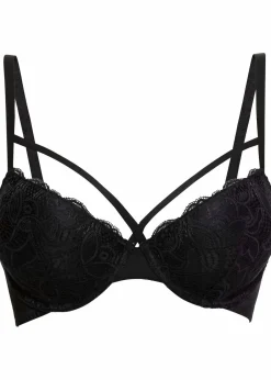 bonprix Große Cups D-H|Nachhaltigere Materialien^Schalen-BH mit zarter Spitze schwarz