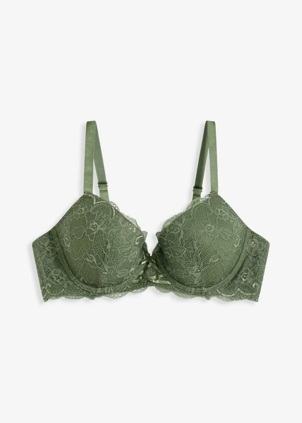 bonprix Wäsche·Dessous|Wäsche·Große Cups D-H^Schalen-BH mit zarter Spitze dunkelkhaki