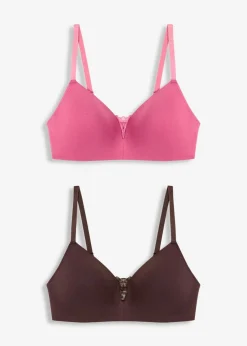 bonprix Nachhaltigere Materialien|Bhs^Schalen-BH ohne Bügel mit Baumwolle (2er Pack) kirschblütenpink + dunkelbraun