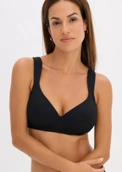 bonprix Wäsche·Baumwollunterwäsche|Wäsche·Große Cups D-H^Schalen-BH ohne Bügel mit Bio-Baumwolle (2er Pack) schwarz + mattbeige