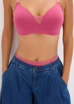 bonprix Wäsche·Baumwollunterwäsche|Nachhaltigere Materialien^Schalen-BH ohne Bügel mit Baumwolle (2er Pack) kirschblütenpink + dunkelbraun