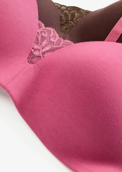 bonprix Wäsche·Baumwollunterwäsche|Nachhaltigere Materialien^Schalen-BH ohne Bügel mit Baumwolle (2er Pack) kirschblütenpink + dunkelbraun