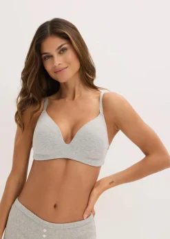 bonprix Nachhaltigere Materialien|Bhs^Schalen-BH ohne Bügel ​mit Bio-Baumwolle hellgrau meliert