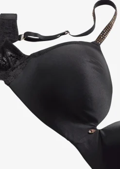 bonprix Dessous|Bhs^Schalen-BH ohne Bügel mit glitzernden Trägern schwarz