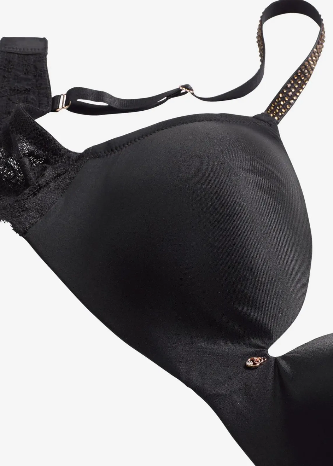 bonprix Dessous|Bhs^Schalen-BH ohne Bügel mit glitzernden Trägern schwarz