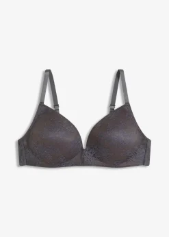 bonprix Dessous|Bhs^Schalen-BH ohne Bügel mit zarter Spitze schiefergrau