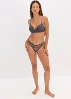 bonprix Dessous|Bhs^Schalen-BH ohne Bügel mit zarter Spitze schiefergrau