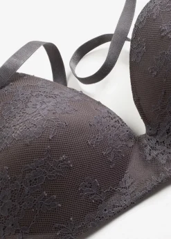 bonprix Dessous|Bhs^Schalen-BH ohne Bügel mit zarter Spitze schiefergrau