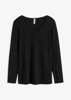 bonprix Wäsche·Basics|Wäsche·Nachtwäsche^Schlafoberteil mit langen Ärmeln schwarz