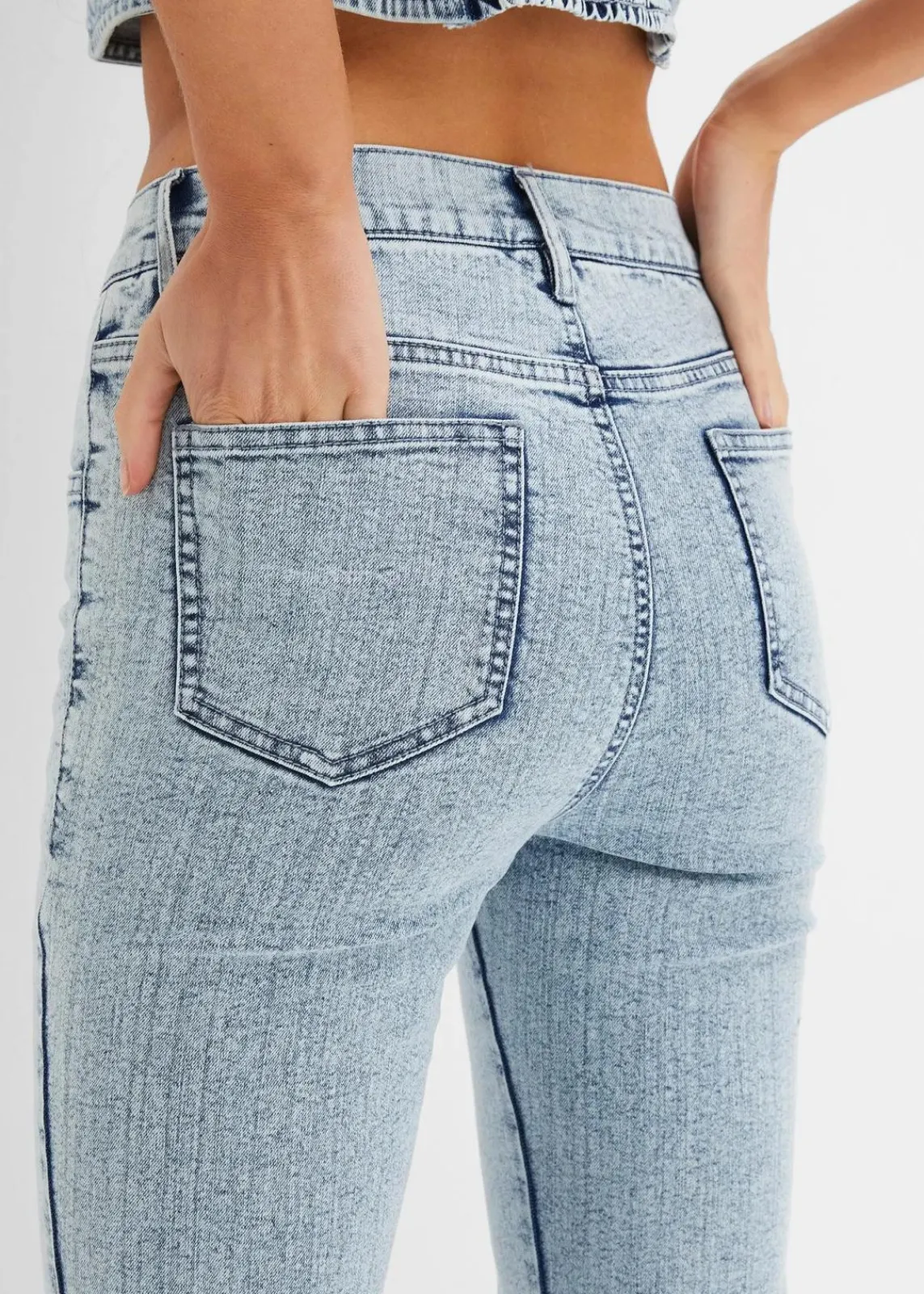 bonprix Bekleidung·Shirts & Tops|Jeans^Schlagjeans High Waist eisblau denim