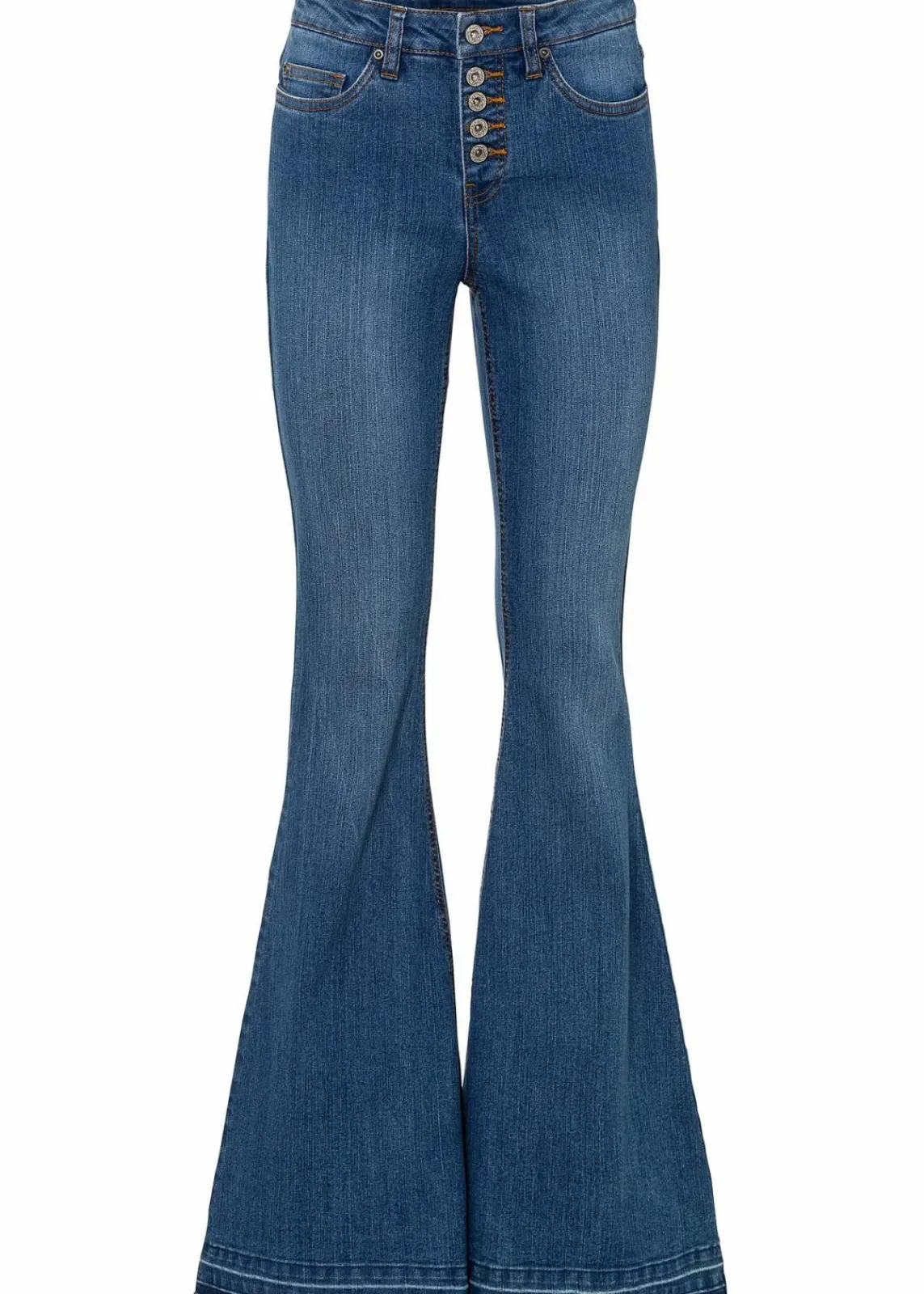 bonprix Bekleidung·Shirts & Tops|Jeans^Schlagjeans mit offenem Saumabschluss blau denim