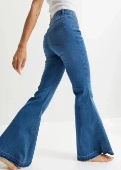 bonprix Bekleidung·Shirts & Tops|Jeans^Schlagjeans mit offenem Saumabschluss blau denim