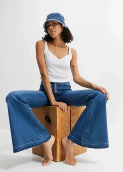 bonprix Bekleidung·Shirts & Tops|Jeans^Schlagjeans mit offenem Saumabschluss blau denim