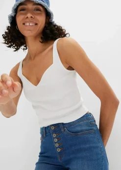 bonprix Bekleidung·Shirts & Tops|Jeans^Schlagjeans mit offenem Saumabschluss blau denim