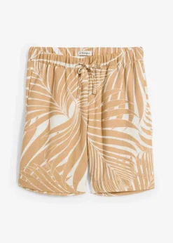 bonprix Nachhaltigere Materialien|Hosen^Schlupf-Bermuda wollweiß/new beige bedruckt