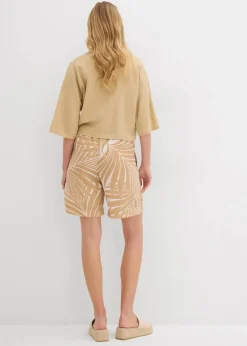 bonprix Nachhaltigere Materialien|Hosen^Schlupf-Bermuda wollweiß/new beige bedruckt