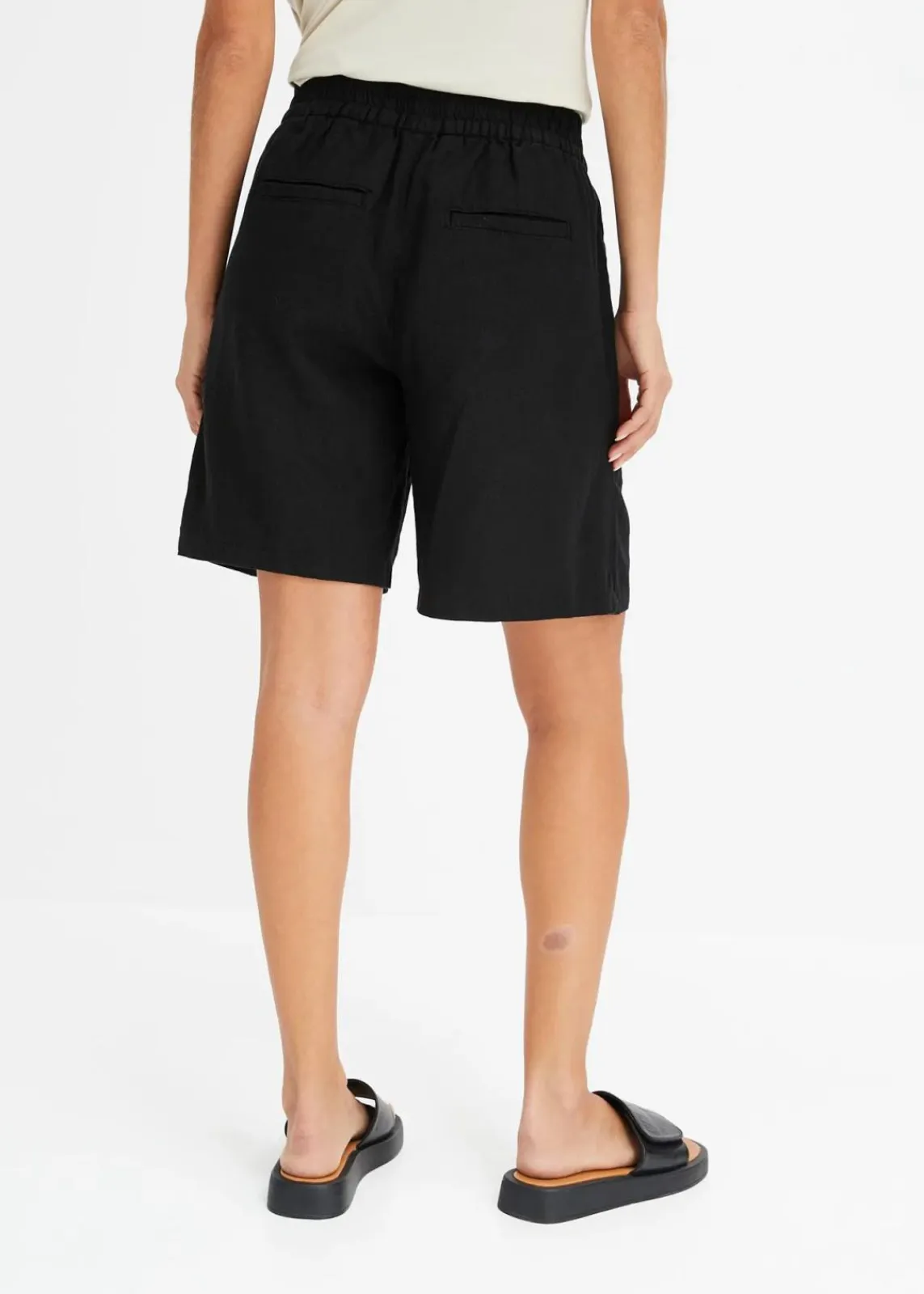 bonprix Bekleidung·Outdoorbekleidung|Bekleidung·Kleider^Schlupf-Bermuda aus luftigem Leinen-Mix schwarz