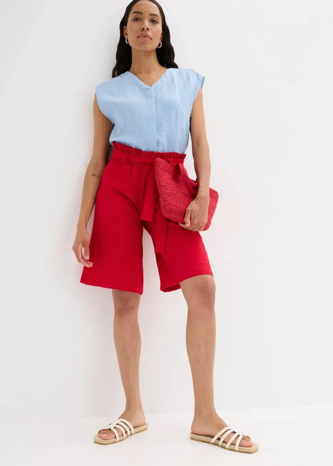 bonprix Bekleidung·Outdoorbekleidung|Bekleidung·Kleider^Schlupf-Bermuda aus Viskose-Mix tiefrot