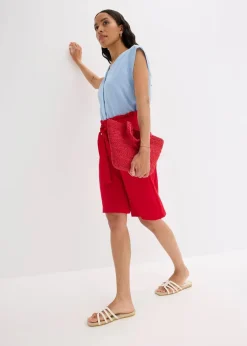 bonprix Bekleidung·Outdoorbekleidung|Bekleidung·Kleider^Schlupf-Bermuda aus Viskose-Mix tiefrot