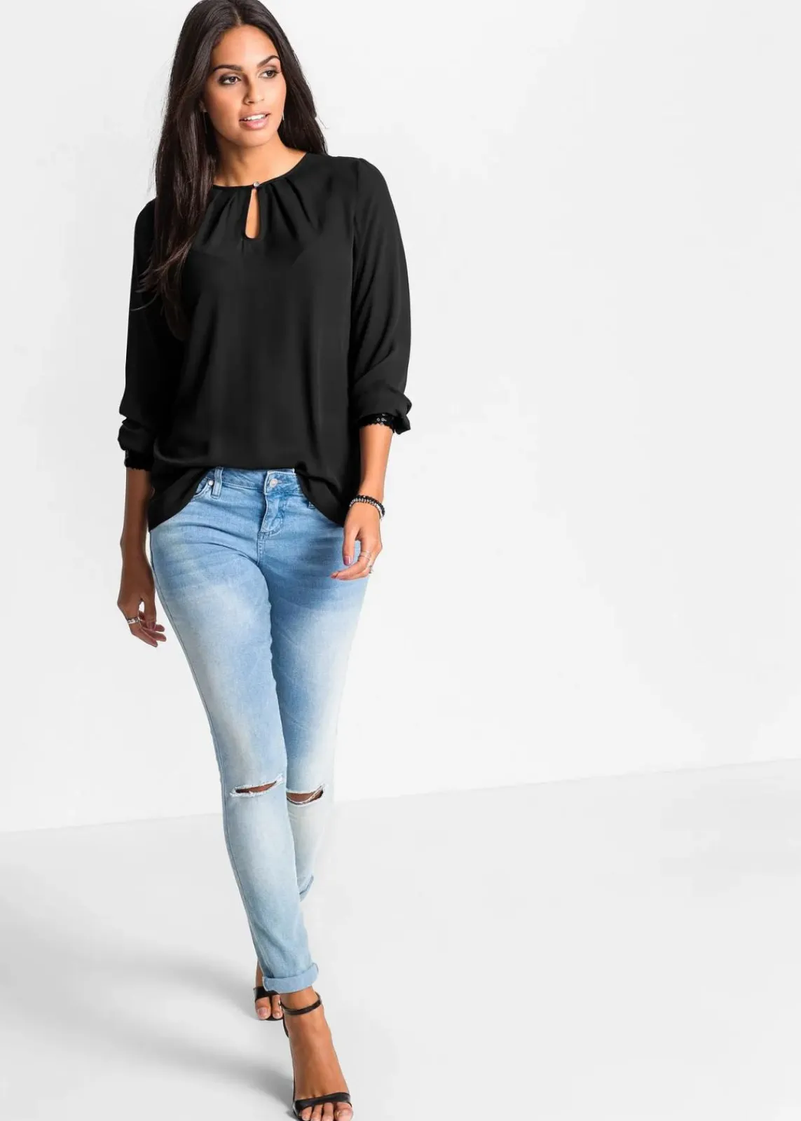 bonprix Bekleidung·Jacken & Mäntel|Blusen & Tuniken^Schlupfbluse schwarz